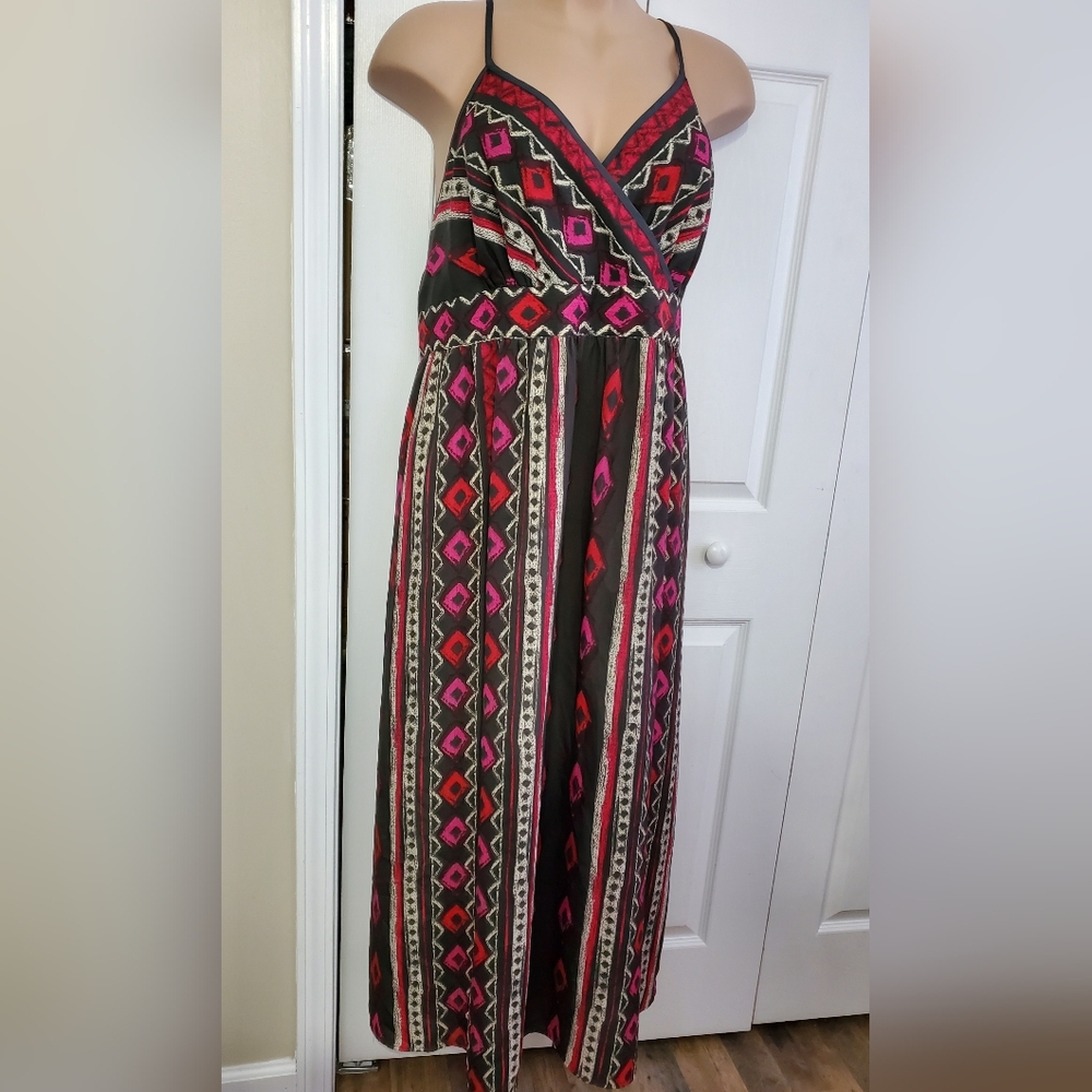Lane Bryant Plus 26 Ikat Maxi Sundress With Adjustable Straps ~ Pre-Owned - Picture 2 of 15